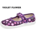 Beda Barefoot 儿童 canvas ballerina Violet Flower