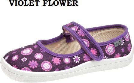 Beda Barefoot children's canvas ballerina Violet Flower