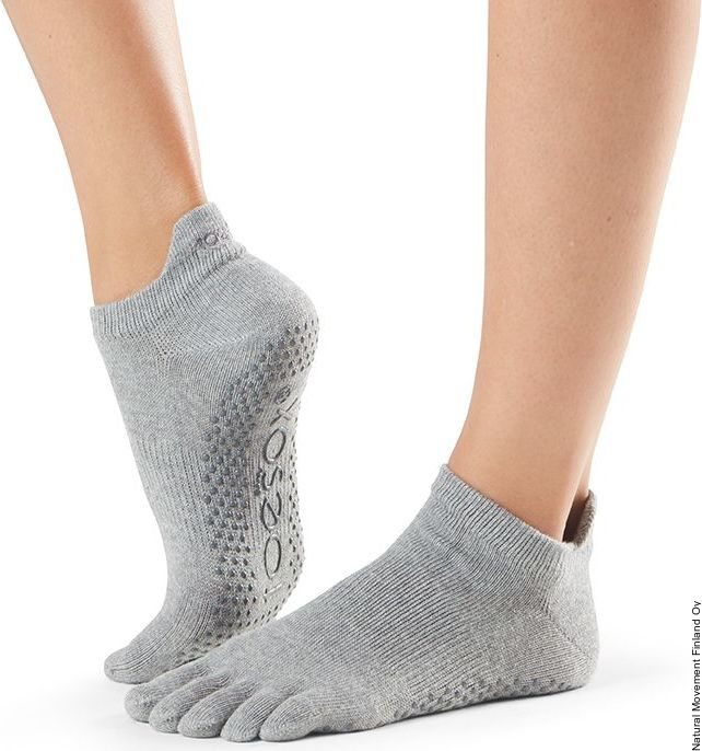 ToeSox Full Toe Low Rise Grip Socks 浅灰色